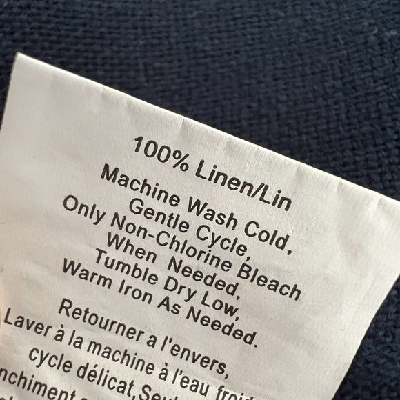 POTTERY BARN Jute Braid Linen Pillow Cover 20" Navy Blue - Picture 4 of 7